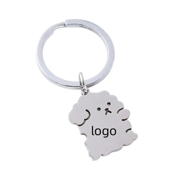 Dog-shaped stainless steel keyring plus laser engraving on 1 location... from ASI 37218 Athena Promo (tm)