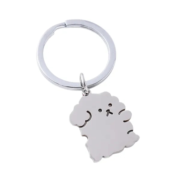 Dog-shaped stainless steel keyring plus laser engraving on 1 location... from ASI 37218 Athena Promo (tm)