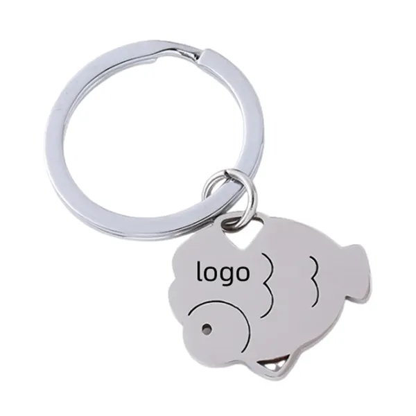 Fish-shaped stainless steel keyring plus laser engraving on 1 location... from ASI 37218 Athena Promo (tm)