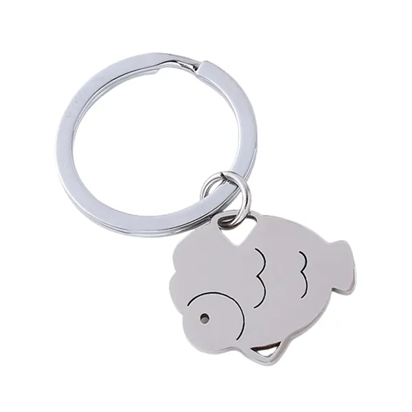 Fish-shaped stainless steel keyring plus laser engraving on 1 location... from ASI 37218 Athena Promo (tm)