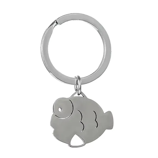 Fish-shaped stainless steel keyring plus laser engraving on 1 location... from ASI 37218 Athena Promo (tm)
