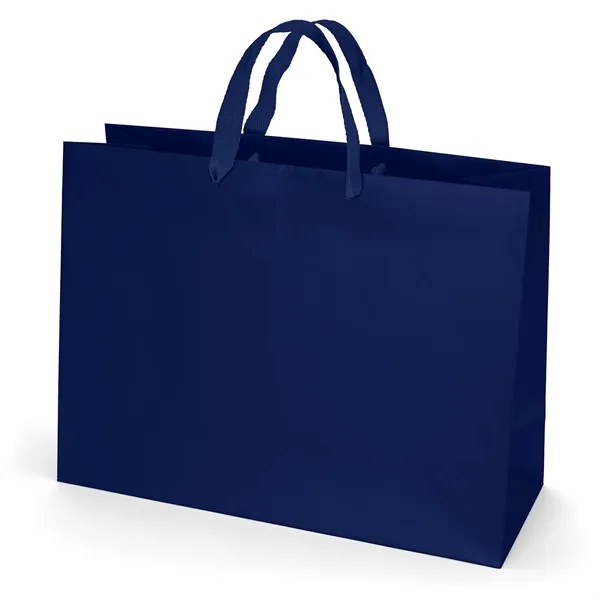 Premium-weight matte-laminated bag with woven handles and fold-over top.... from ASI 37940 Bag Makers Inc