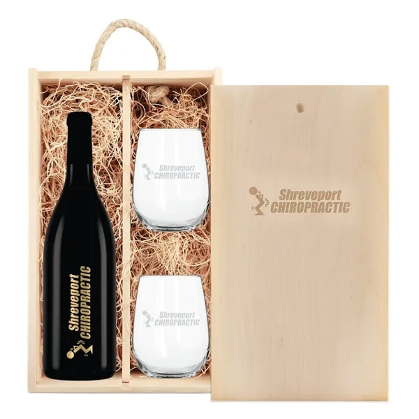 Wine gift set with a 750-milliliter bottle of pinot noir, two... from ASI 30223 A Plus Wine Designs