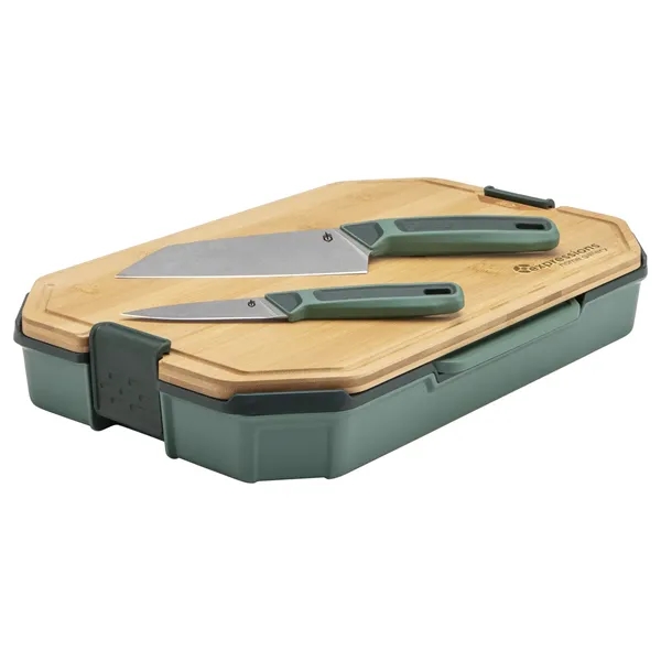 Six-piece camping cutting board and knife set. Features two dual-sided outdoor... from ASI 46170 Compass Industries Inc