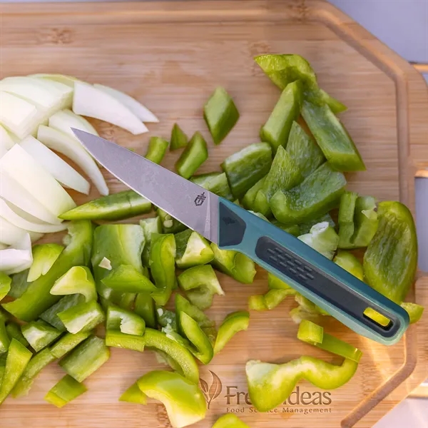 Six-piece camping cutting board and knife set. Features two dual-sided outdoor... from ASI 46170 Compass Industries Inc