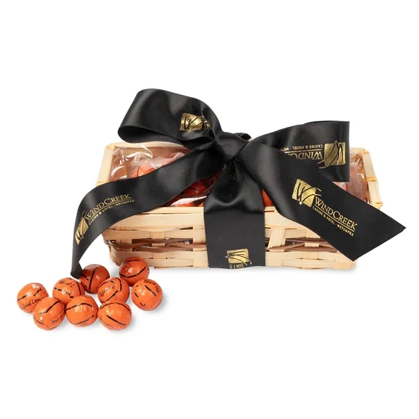Gift Basket with Chocolate Basketballs... from ASI 44900 NC Custom (CI/Lanco) / ChocInn/Lanco