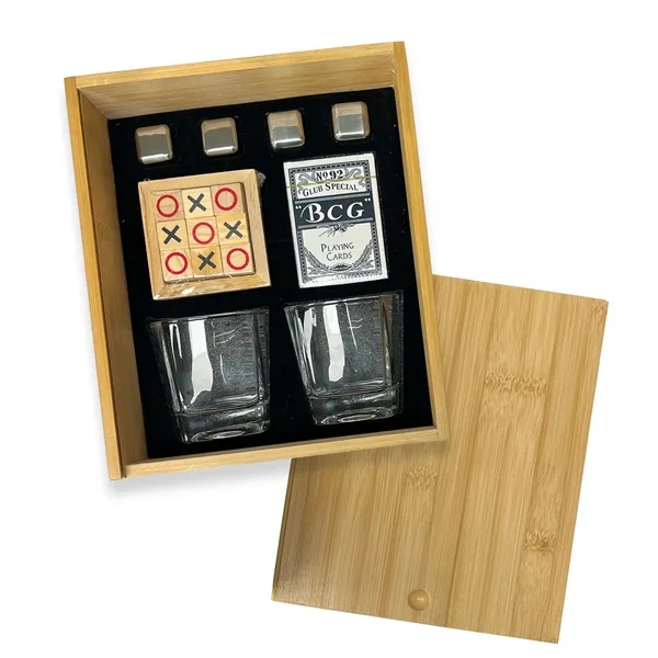 Game set includes a deck of playing cards, two rock glasses,... from ASI 76730 Peerless Umbrella Co Inc