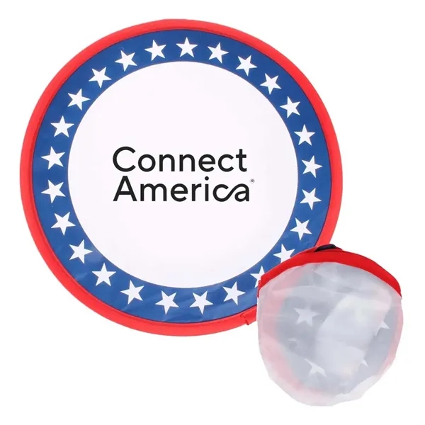 Polyester flying disc with foldable design, patriotic pattern and storage pouch.... from ASI 63549 Jornik Manufacturing Corp