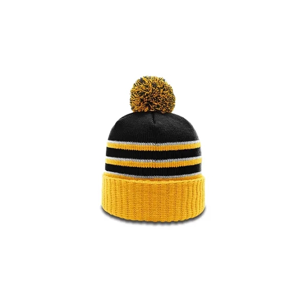 Classic beanie with a fluffy pom, ribbed knit cuff, and bold... from ASI 72657 Active Life Promo