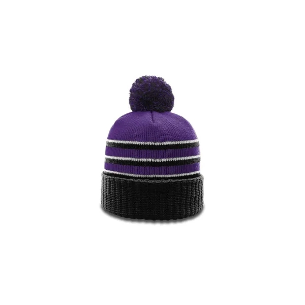 Classic beanie with a fluffy pom, ribbed knit cuff, and bold... from ASI 72657 Active Life Promo