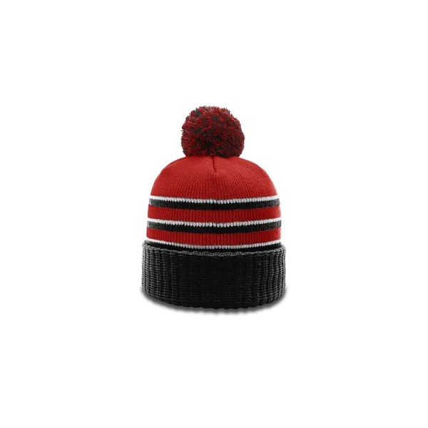 Classic beanie with a fluffy pom, ribbed knit cuff, and bold... from ASI 72657 Active Life Promo
