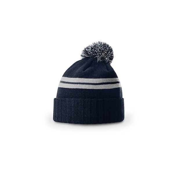 Short pom beanie with a non-slouch design, ribbed cuff, and fluffy... from ASI 72657 Active Life Promo