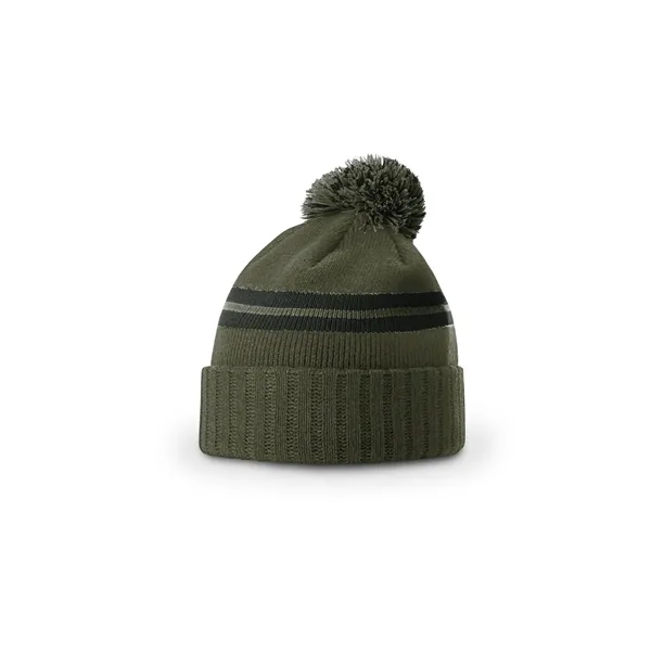 Short pom beanie with a non-slouch design, ribbed cuff, and fluffy... from ASI 72657 Active Life Promo