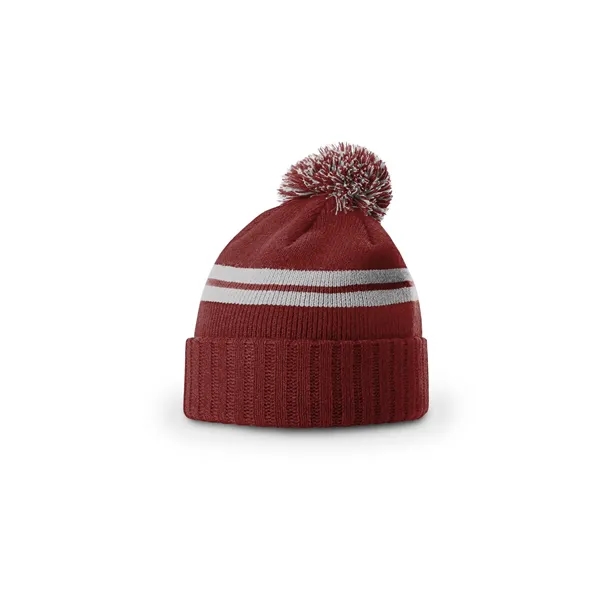 Short pom beanie with a non-slouch design, ribbed cuff, and fluffy... from ASI 72657 Active Life Promo