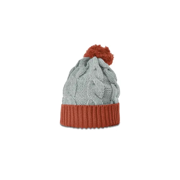 Chunk twist knit beanie with oversized pom, ribbed cuff, and slouch... from ASI 72657 Active Life Promo