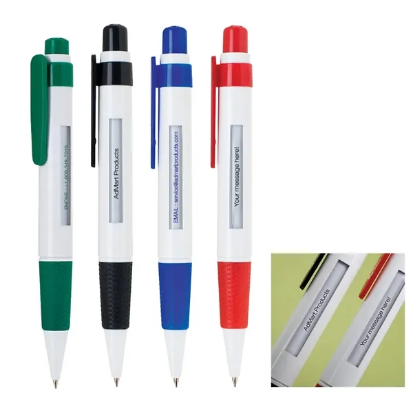 Click action rotating message retractable ballpoint pen with rubber grip.... from ASI 31517 Admart Products / Admart Line