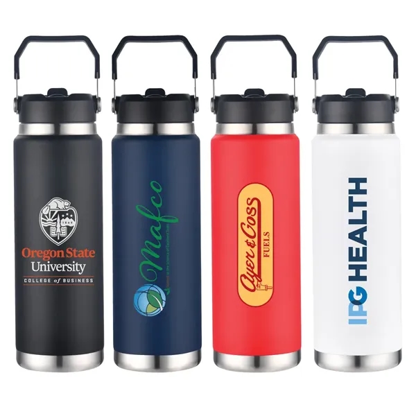 30 oz. copper-plated stainless steel vacuum insulated tumbler with straw sipper... from ASI 57655 STOPNGO Line