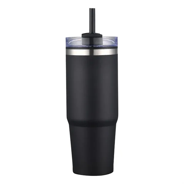 30-oz. double walled stainless steel and polypropylene tumbler with clear straw... from ASI 57655 STOPNGO Line