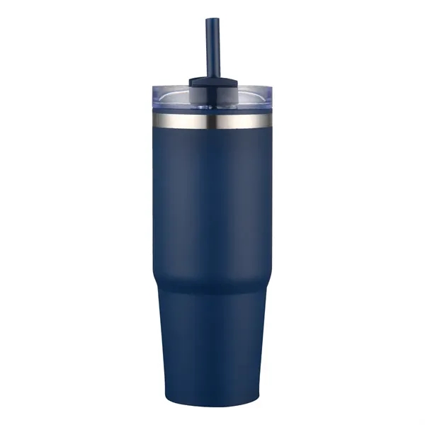 30-oz. double walled stainless steel and polypropylene tumbler with clear straw... from ASI 57655 STOPNGO Line