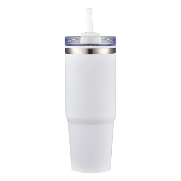 30-oz. double walled stainless steel and polypropylene tumbler with clear straw... from ASI 57655 STOPNGO Line