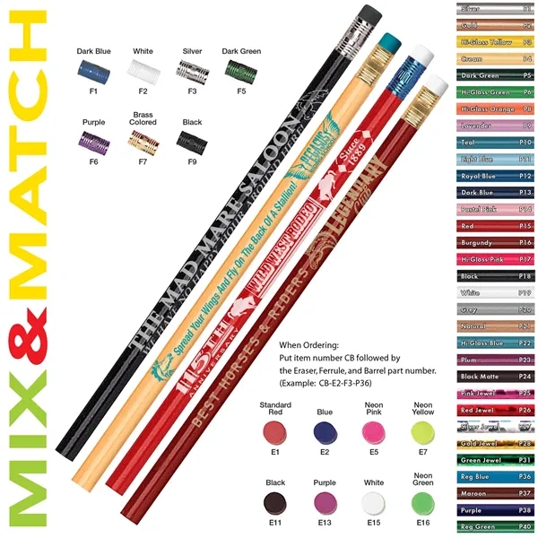 Pencil featuring customizable barrel, eraser, and ferrule to suit your promotional... from ASI 86850 Shepenco/Shelbyville Pencil Co, Inc / SHEPENCO® Shelbyville Pencil Company
