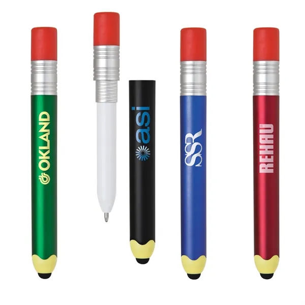 4.5" long twist plastic pen with bold color crayon shaped body... from ASI 68190 Lungsal / Lungsal
