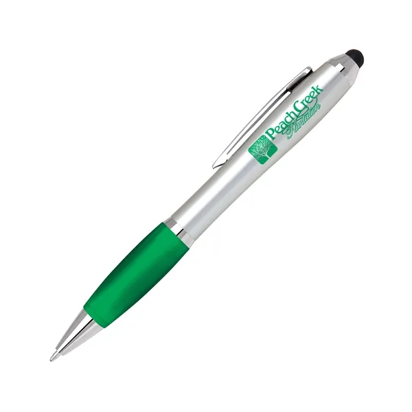 Twist action plastic stylus pen with brightly colored grip and silver... from ASI 68190 Lungsal / Lungsal