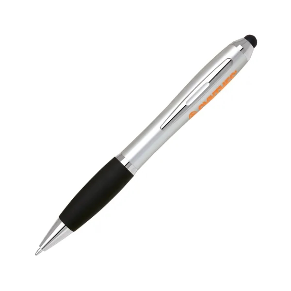 Twist action plastic stylus pen with brightly colored grip and silver... from ASI 68190 Lungsal / Lungsal