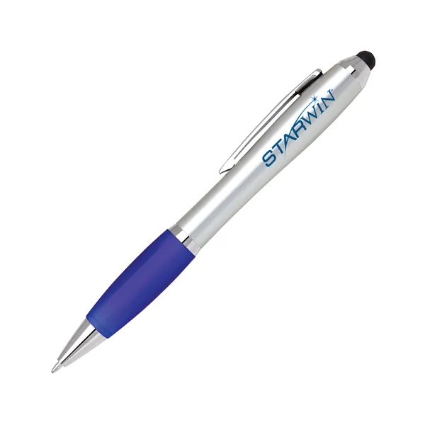 Twist action plastic stylus pen with brightly colored grip and silver... from ASI 68190 Lungsal / Lungsal