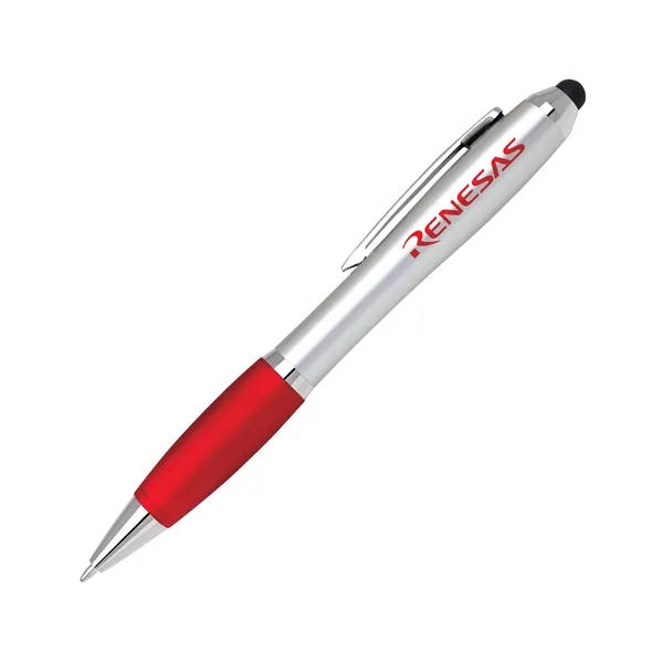 Twist action plastic stylus pen with brightly colored grip and silver... from ASI 68190 Lungsal / Lungsal