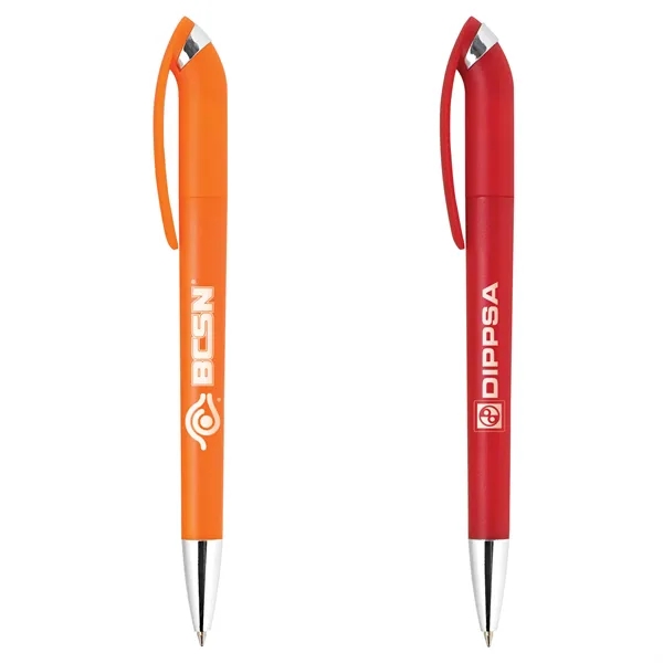 Twist-action ballpoint pen with a brightly solid color barrel with shining... from ASI 68190 Lungsal / Lungsal