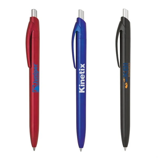 Click action plastic pen with metallic color barrel, matching color clip,... from ASI 68190 Lungsal / Lungsal