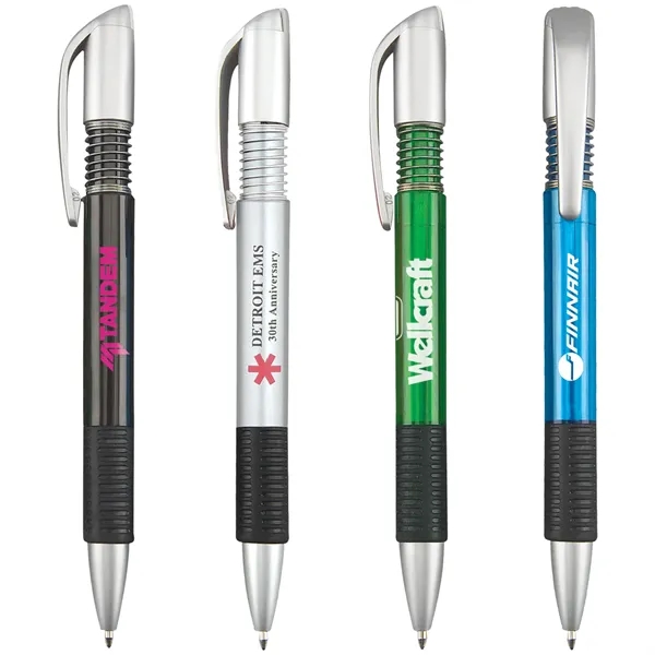 Click action pen with matte silver accents and accordion style plunger.... from ASI 68190 Lungsal / Lungsal