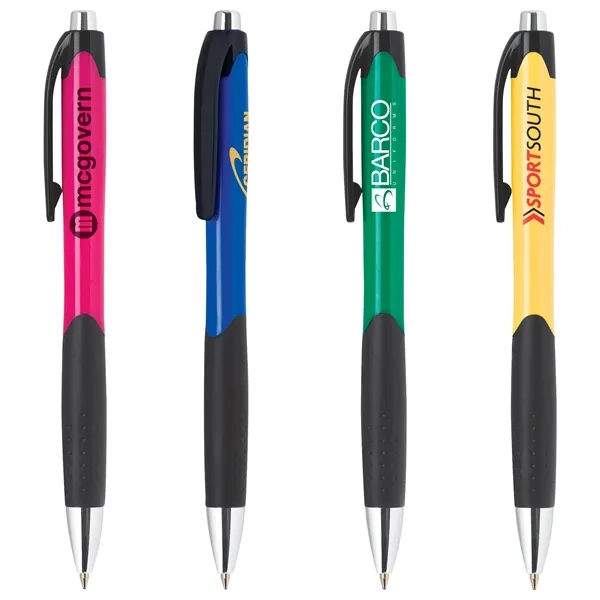 Retractable ballpoint pen with comfort grip and chrome accents.... from ASI 68190 Lungsal / Lungsal