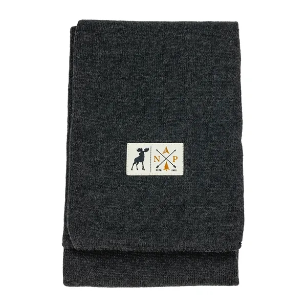 This 7-1/4" x 69" knit scarf features a sewn multi-color woven... from ASI 92980 WOV-IN® / Universal Strap/Wov-In Line