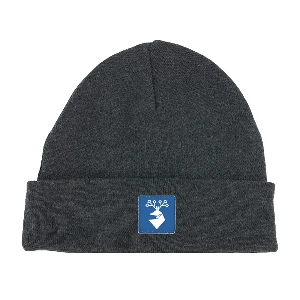 Beanie made of post consumer recycled materials with a multi-color woven... from ASI 92980 WOV-IN® / Universal Strap/Wov-In Line