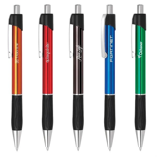 Colorful click action pen with translucent barrel and grip.... from ASI 68190 Lungsal / Lungsal