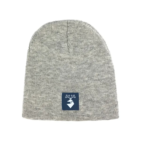 100% acrylic knit beanie decorated with a sewn-on woven patch... from ASI 92980 WOV-IN® / Universal Strap/Wov-In Line