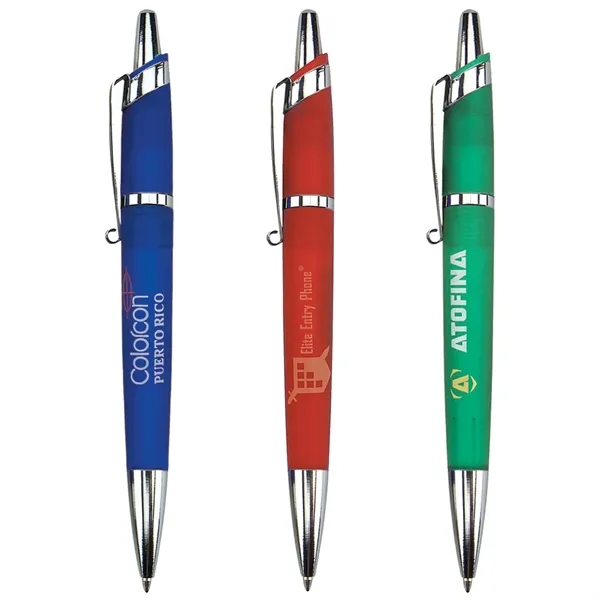 Click action mechanism ballpoint pen. Chrome accents and slim, curvy design... from ASI 68190 Lungsal / Lungsal