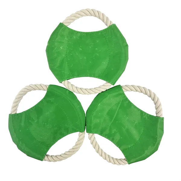 Durable green pet rope disc toy measuring 7" diameter with slight... from ASI 92980 WOV-IN® / Promopet