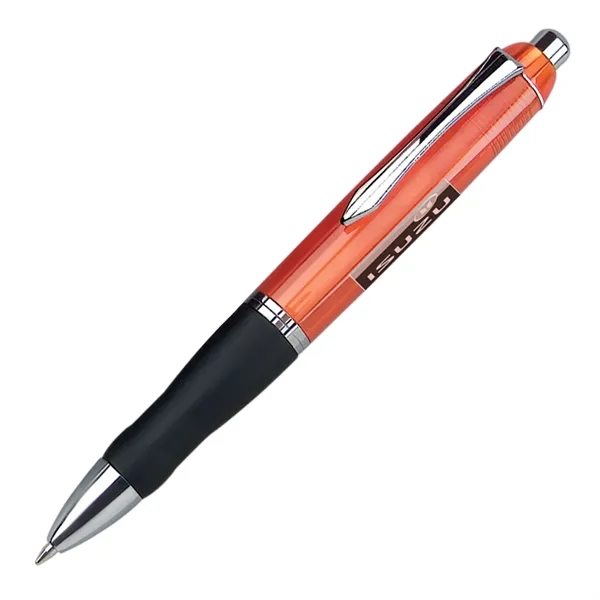 Click action ballpoint pen with translucent color barrel, black rubber grip... from ASI 68190 Lungsal / Lungsal