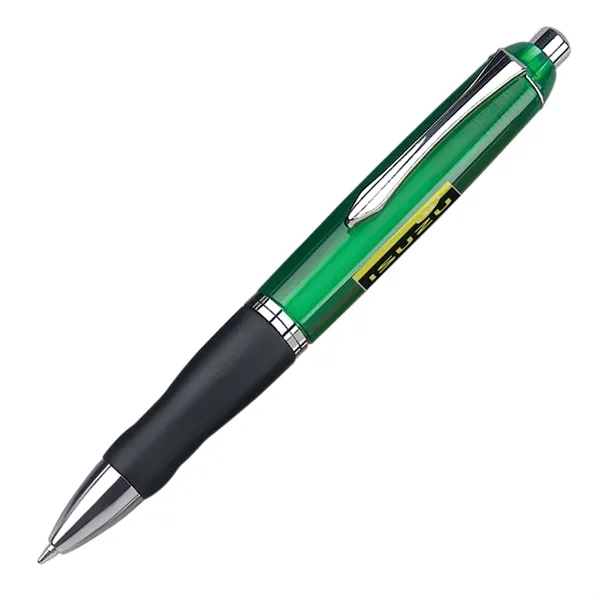 Click action ballpoint pen with translucent color barrel, black rubber grip... from ASI 68190 Lungsal / Lungsal