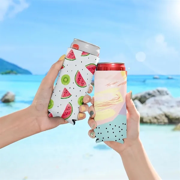 Custom Sublimated Full Color Can Cooler.  Bright and vivid full... from ASI 62635 Inno-Vative Solutions Grp LTD