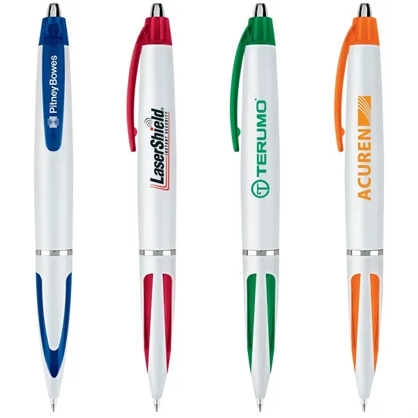 Click action ballpoint pen with white body, colored clip and accents.... from ASI 68190 Lungsal / Lungsal