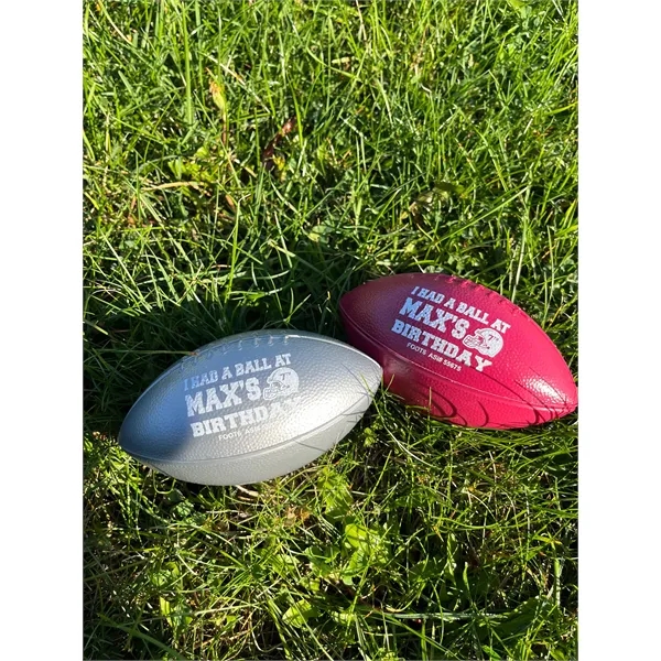 6" mini plastic footballs that come in a variety of colors... from ASI 55675 Galaxy Balloons Inc / Galactic Fun Time Line