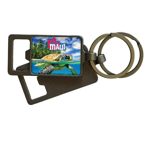 Gun Metal rectangle bottle opener with keyring... from ASI 63073 Openers.Beer / Openers Plus Openers.Beer Beverage Tools