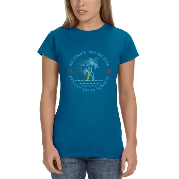 Ladies Gildan junior fit t-shirt offered in many sizes and colors.... from ASI 39552 BEL Promo