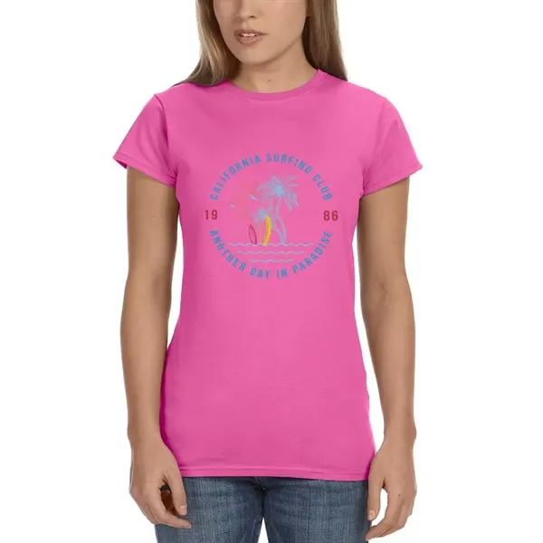 Ladies Gildan junior fit t-shirt offered in many sizes and colors.... from ASI 39552 BEL Promo