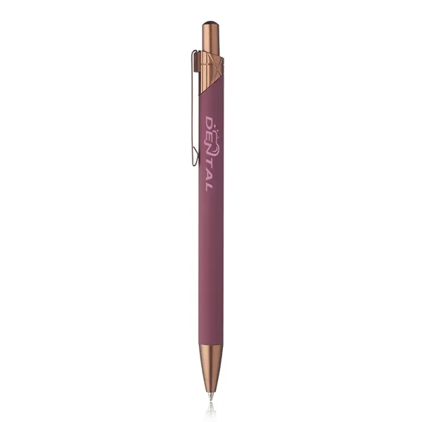 Aluminum ballpoint pen with geometric design on top barrel.... from ASI 39552 BEL Promo
