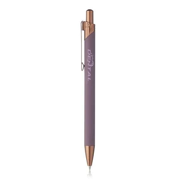 Aluminum ballpoint pen with geometric design on top barrel.... from ASI 39552 BEL Promo